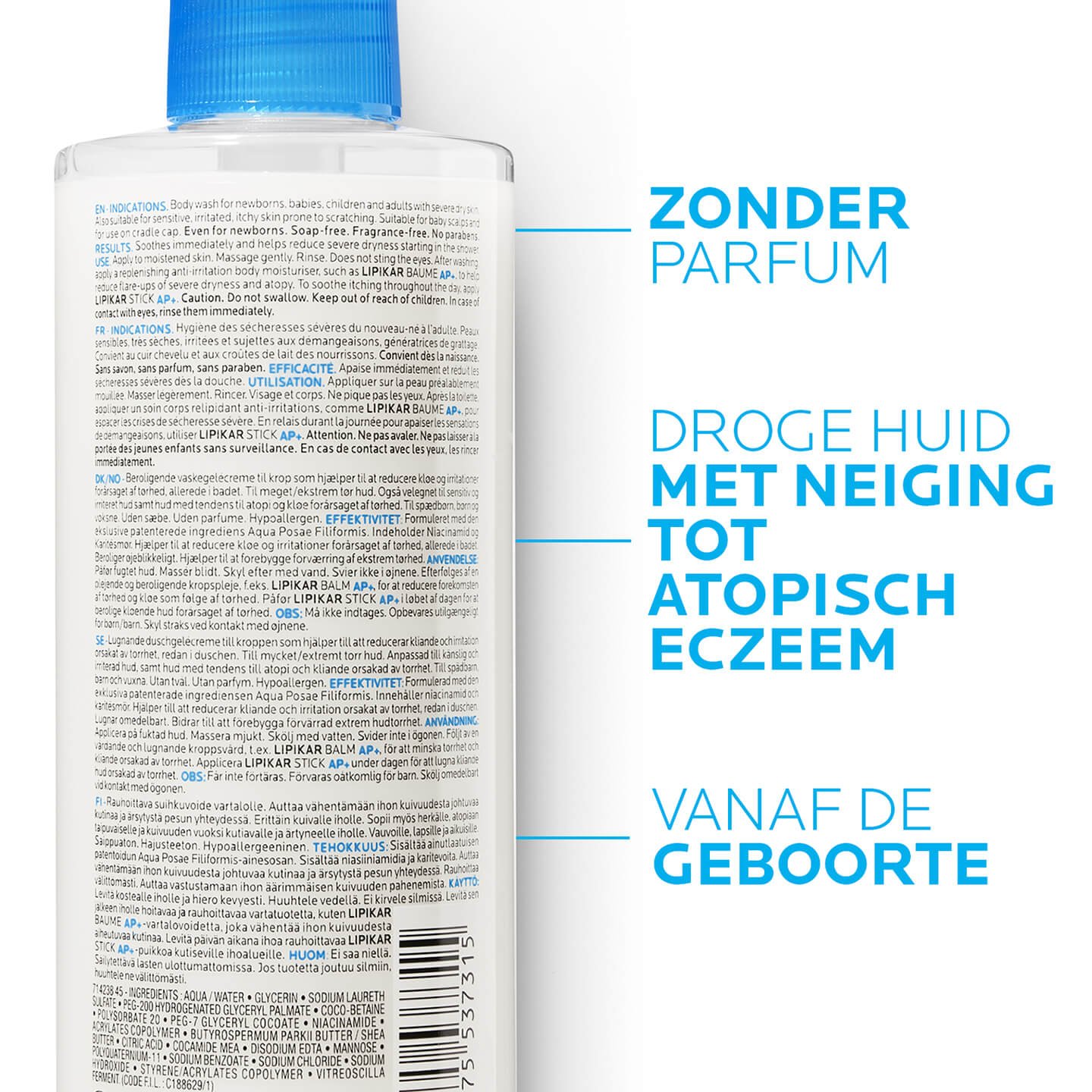 La Roche Posay ProductPage Eczema Lipikar Syndet AP 200ml 333787553730 zoomed back
