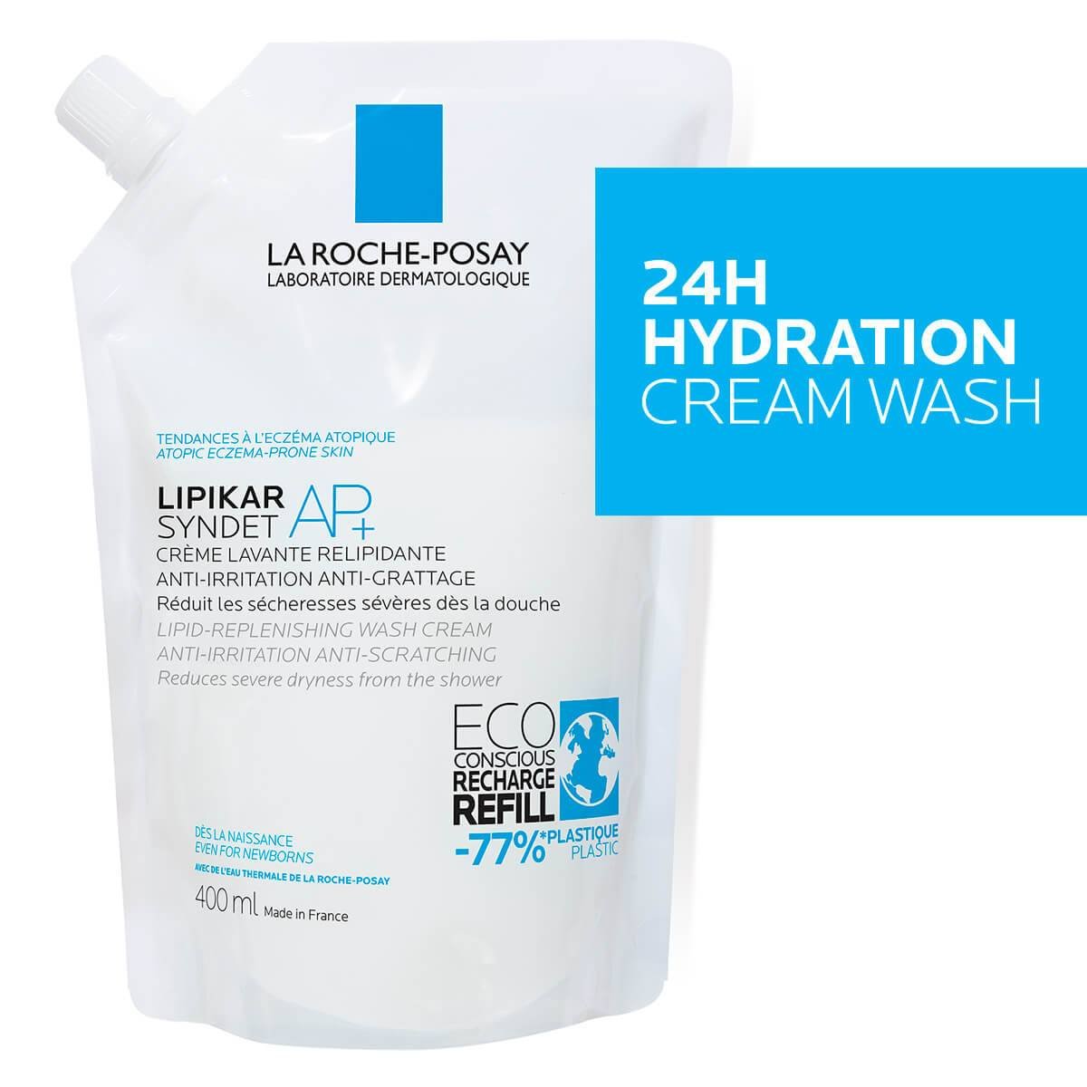 Eczema Lipikar Eco-conscious Refill Syndet AP 400ml zoomed front
