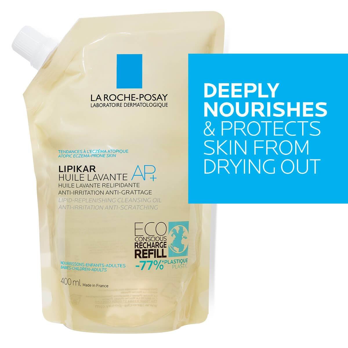 LRP Lipikar Eco-conscious Refill Cleansing oil AP 400ml zoomed front