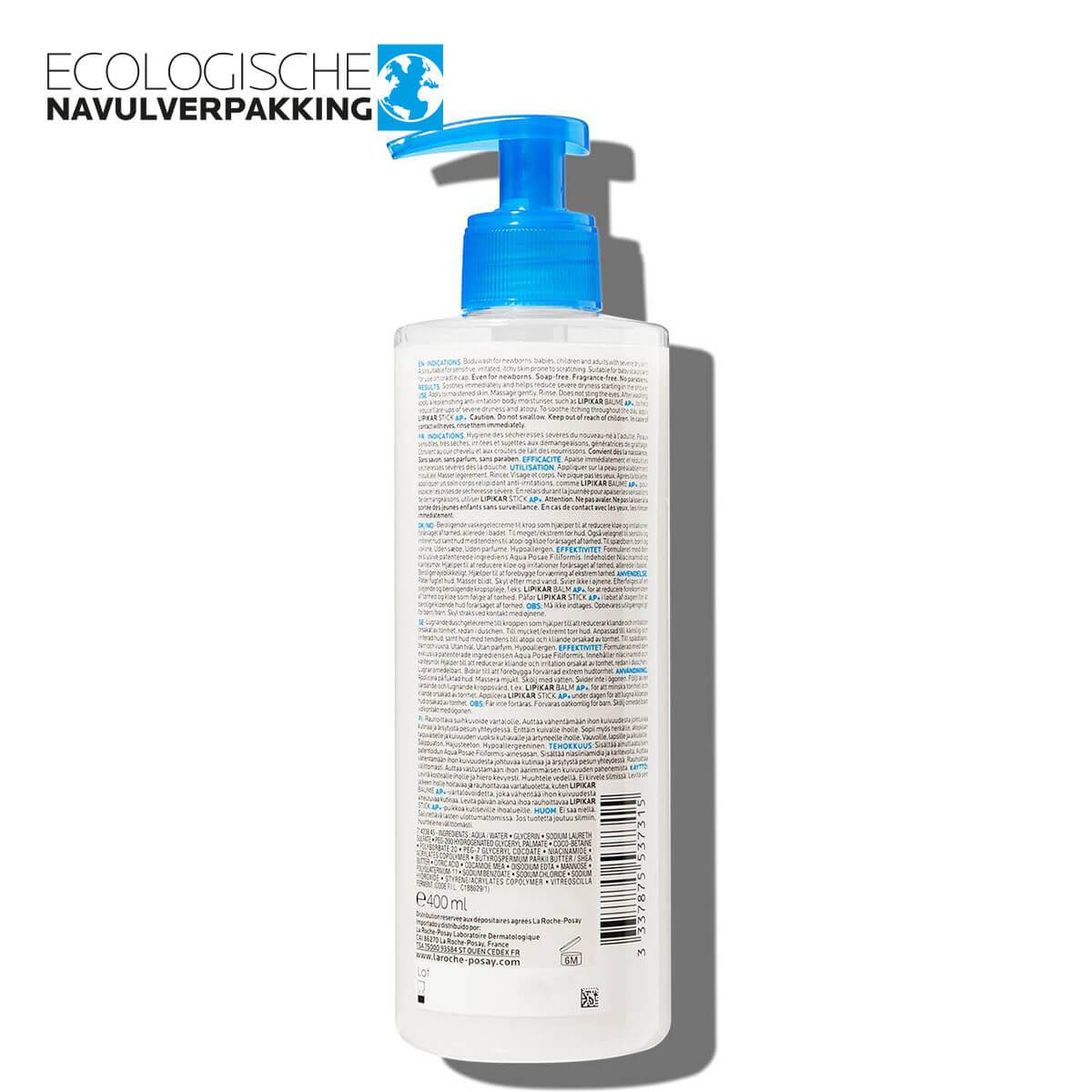 Eczema Lipikar Syndet AP 400ml back logo